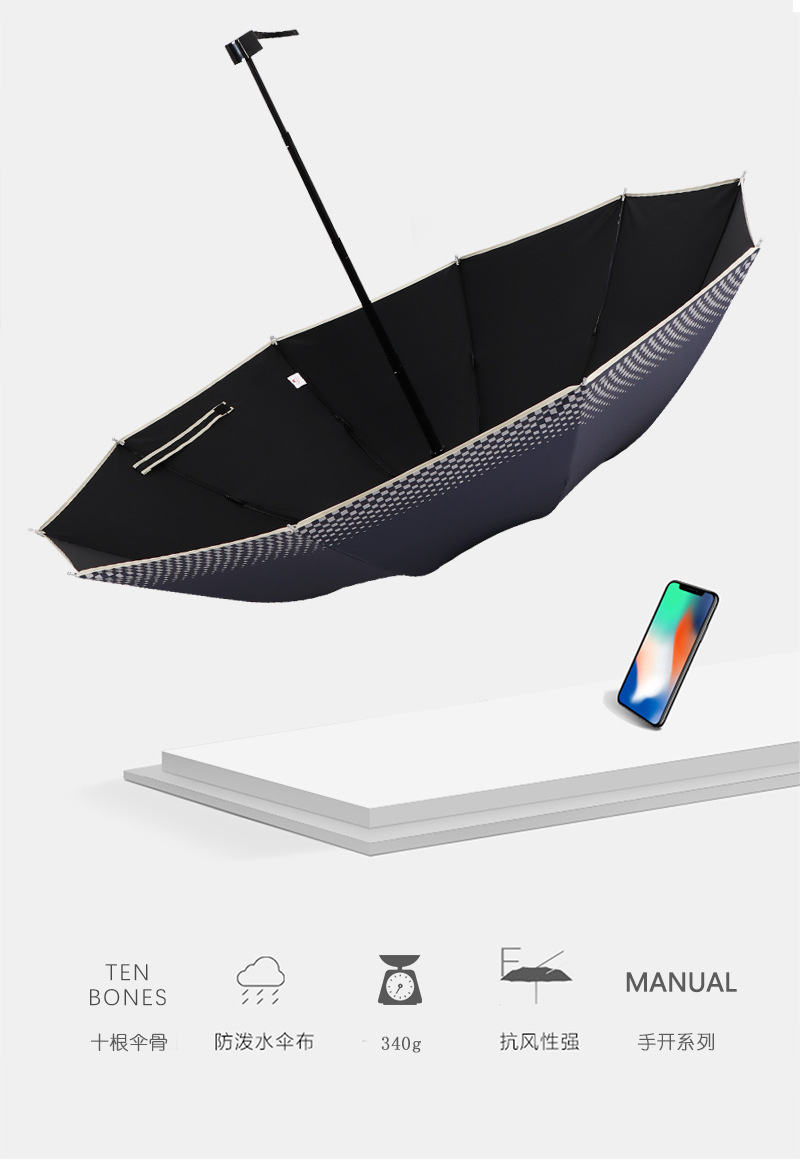 可印刷三折太阳伞商务广告晴雨伞遮阳厂家现货批发纯色素色印logo详情3