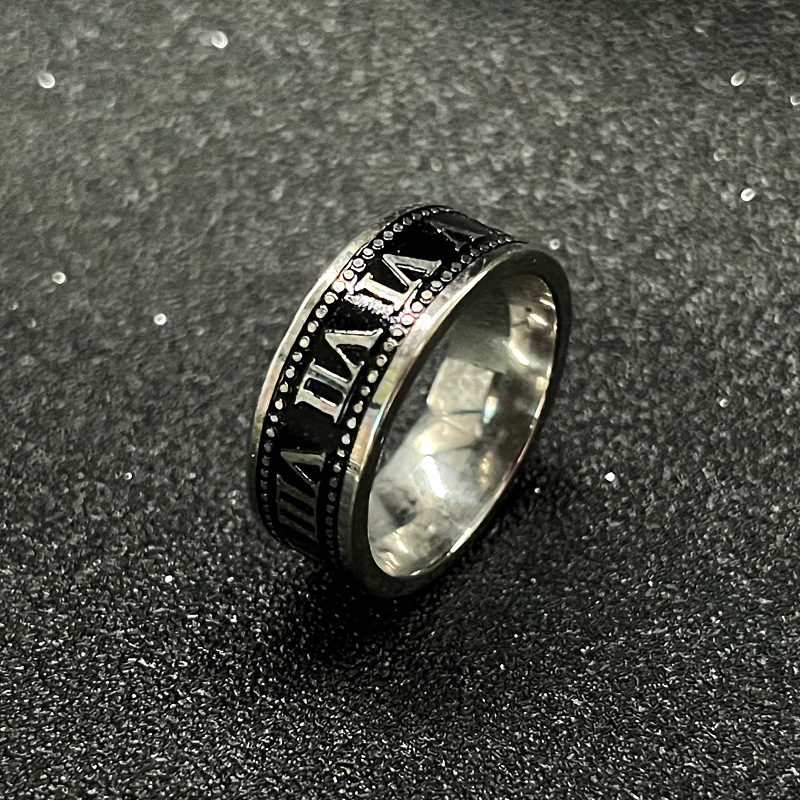 跨境供应钛钢戒指龙纹心电图心形不掉色男款不锈钢手饰 饰品批发详情13