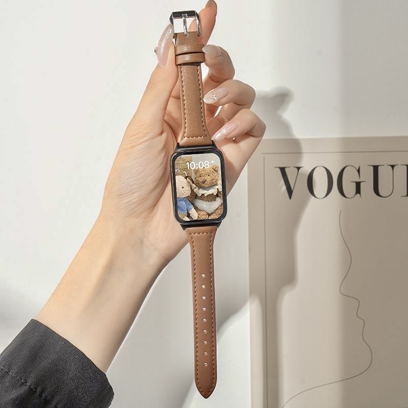 适用小米手环9pro手环表带8pro新款小蛮腰ins手腕带真皮质手表带详情8