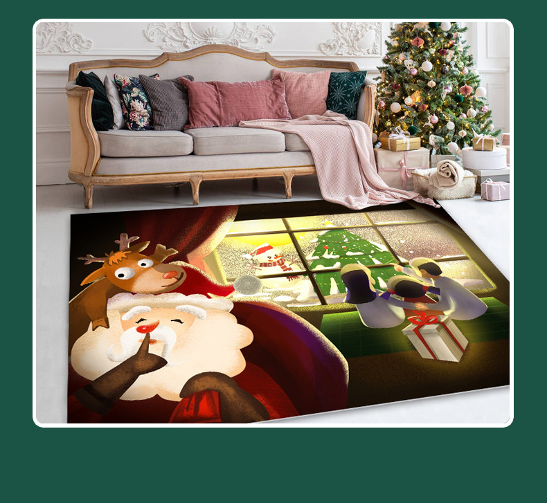 Anti-slip mat, new cartoon 3D floor mat, home living room sofa, bedroom bedside, super soft crystal velvet Christmas tree carpet pic 20