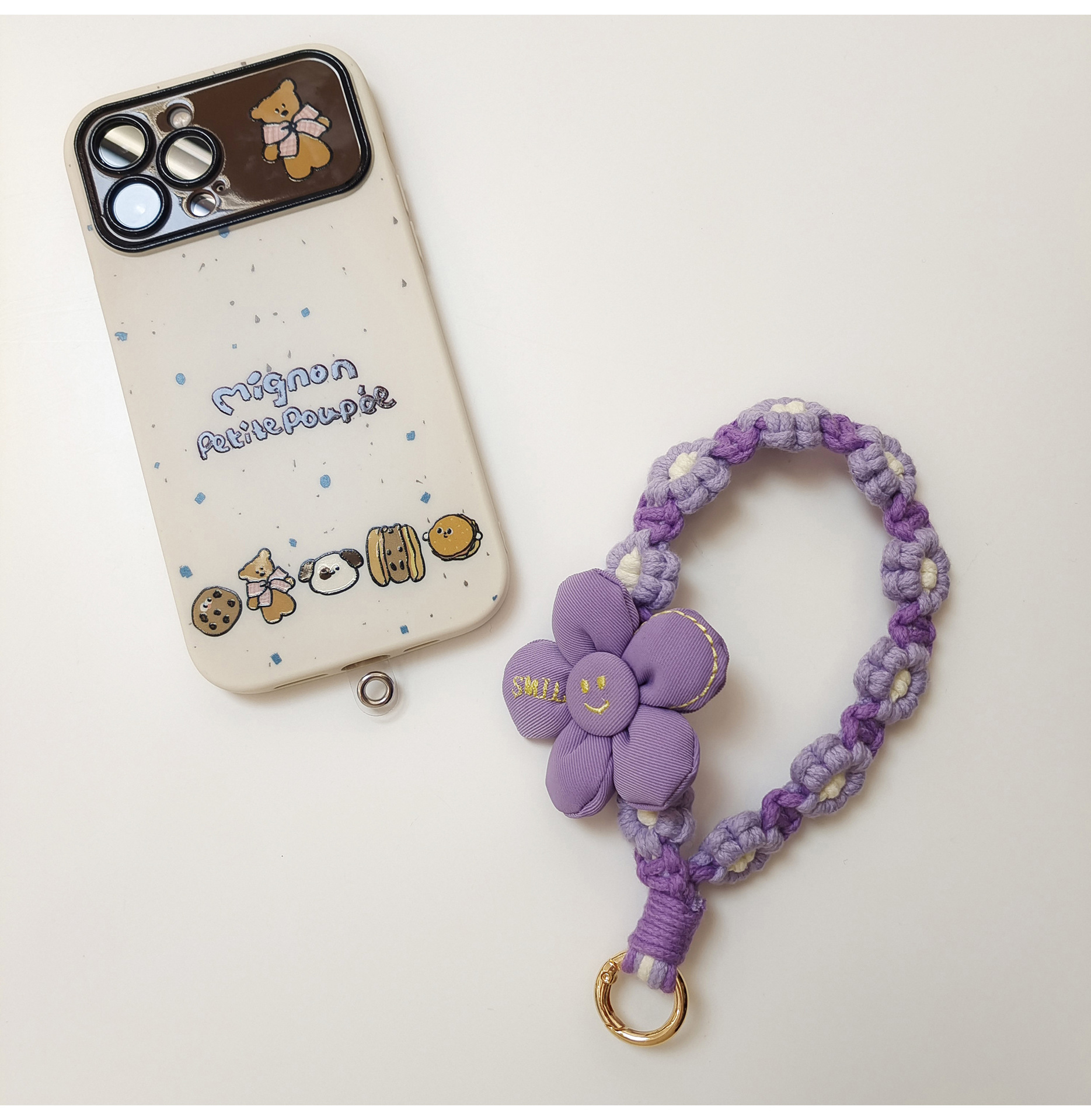 日韩可爱手工编织花朵钥匙扣手机挂件立体花花手腕挂绳手作礼品女详情21