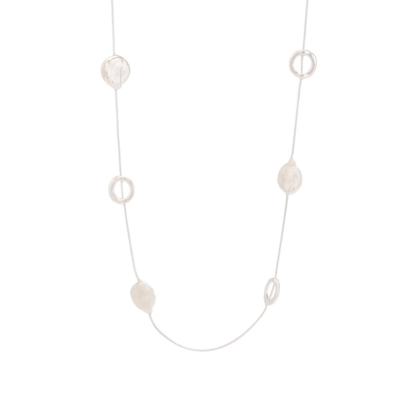 跨境专供长款毛衣链外贸新款欧美时尚简约珍珠女士高级感调节项链详情6