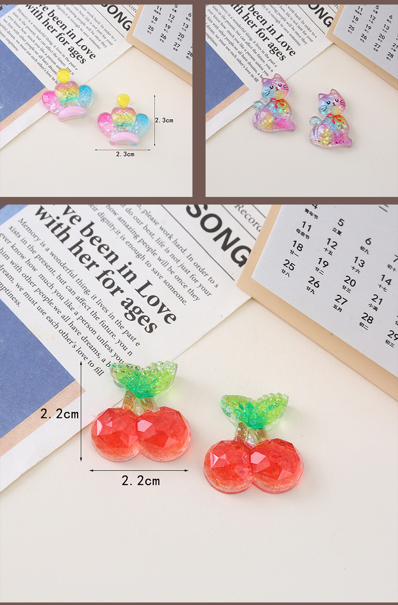 Korean cartoon luminous jewelry accessories, little rabbit, little cat, cherry patch, diy phone case, headwear, hair tie materials pic 16