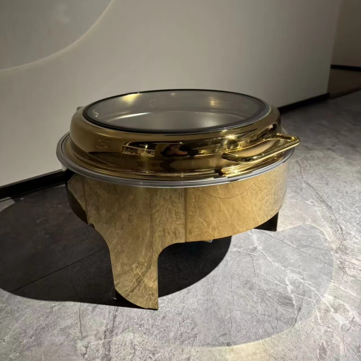 High-quality 6L round self-service stove set with visible glass cover, stainless steel, hotel commercial kitchen equipment pic 1