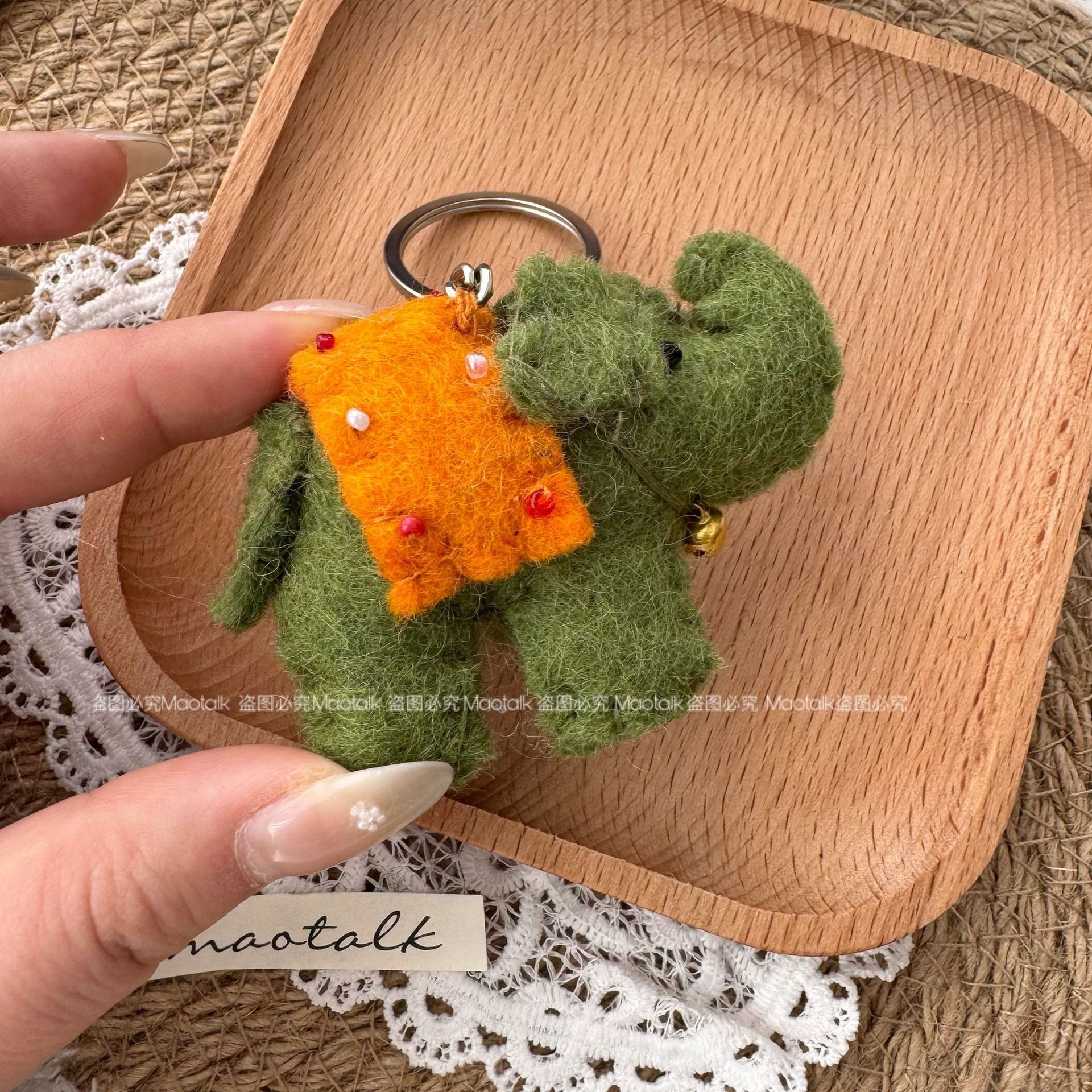 New Nepalese handcrafted wool felt cute elephant and baby elephant keychain animal bag hanging miu series cartoon pendant pic 7