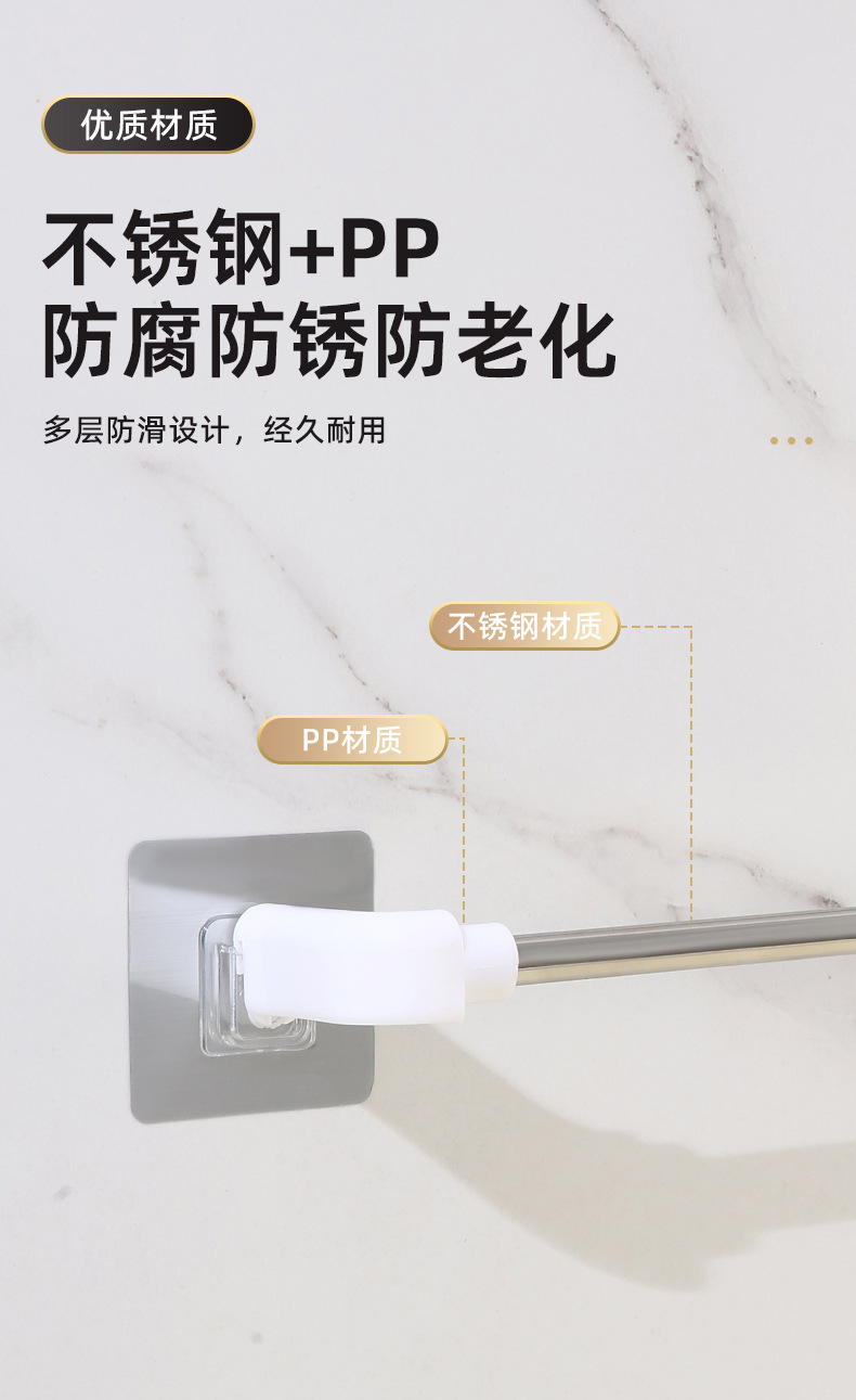 Bathroom, toilet, simple towel rack without drilling, stainless steel slippers storage rack, nail-free storage rack pic 4