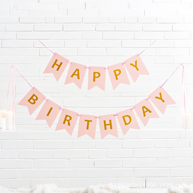 英文烫金生日快乐燕尾拉旗节日派对字母彩旗横幅拉花拉旗派对装饰详情8