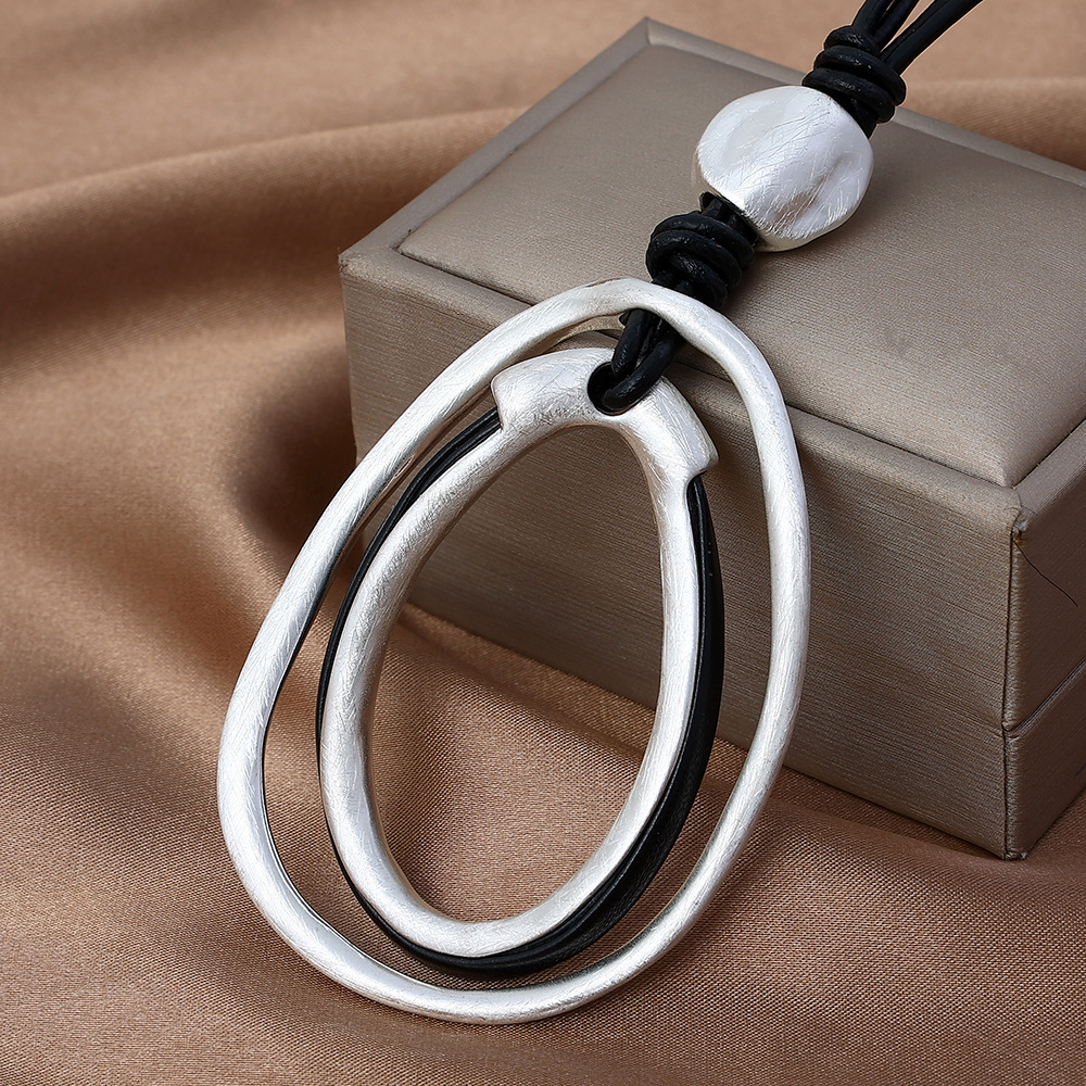 跨境亚马逊欧美外贸爆款金属时尚饰品项链女简约吊坠长款毛衣链详情12