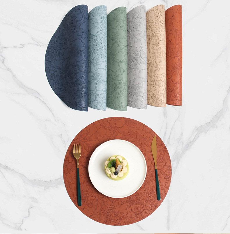 跨境placemat防滑皮革餐垫圆形酒店家居餐桌隔热餐垫子餐桌高级感详情29