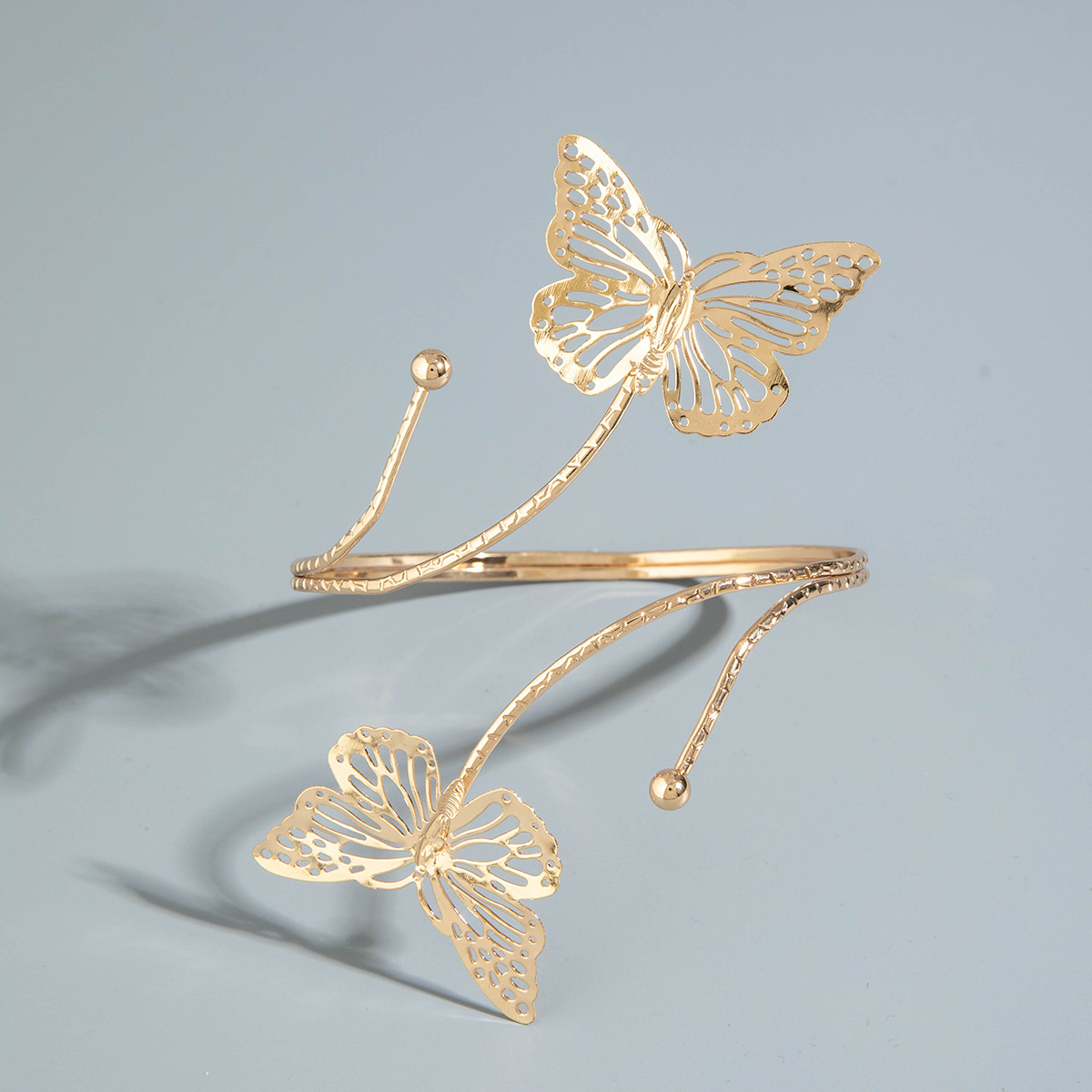 亚马逊跨境个性冷淡风海星手臂镯线条计感蝴蝶环形开口臂镯女详情21