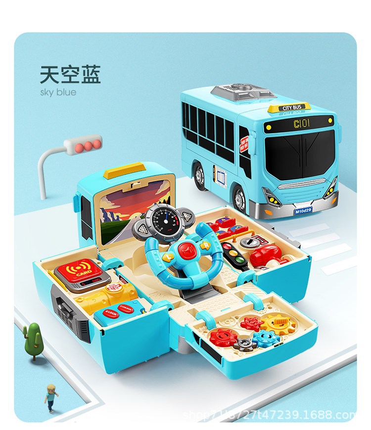 Cross-border all-English simulation of car steering wheels, gears, music education, driving, buses, school buses, toy cars pic 13