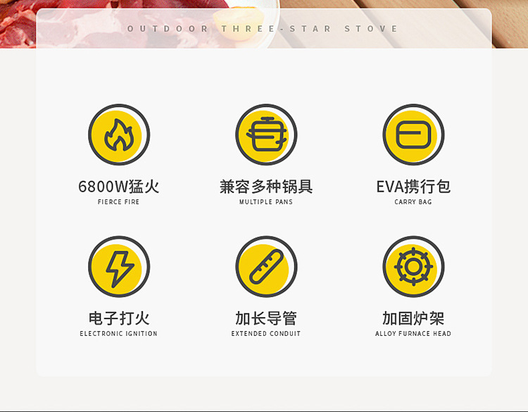 户外猛火三头卡式炉三星炉便携式露营野餐炊具迷你气罐煤气灶定制详情3