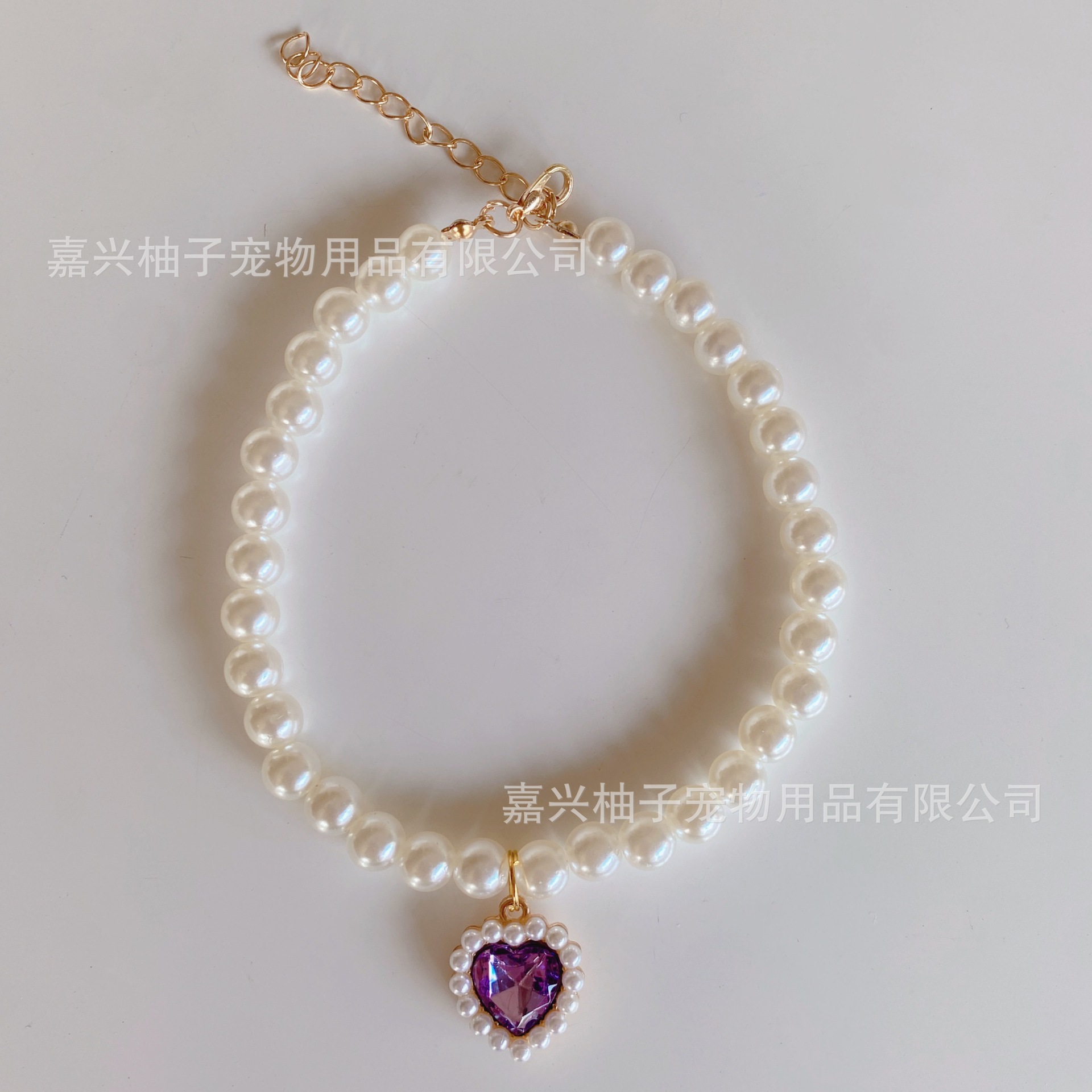 Wholesale of pet pearl necklaces, cat collars, puppy heart crystal pendants, teddy neck cute decorations pic 7