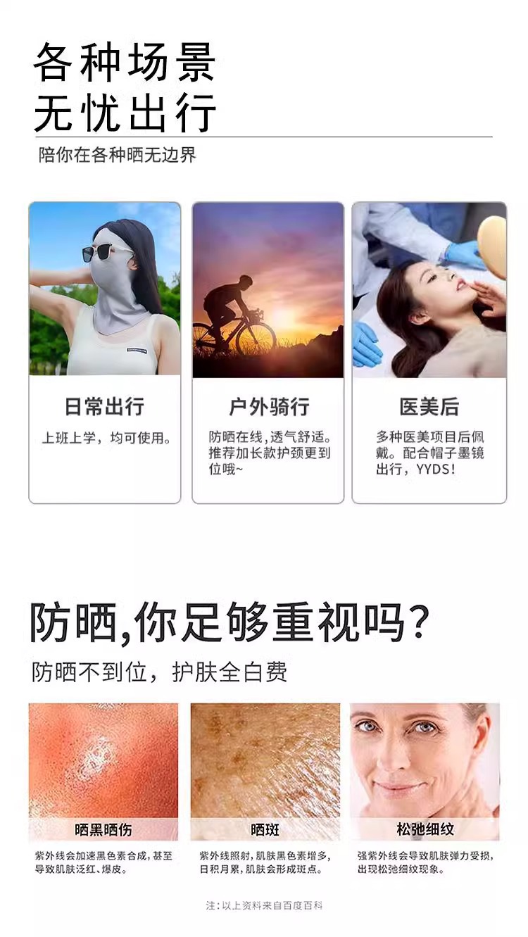 2025新冰丝防晒口罩只漏眼睛女防紫外线脸基尼防晒面罩全脸护后脖详情3