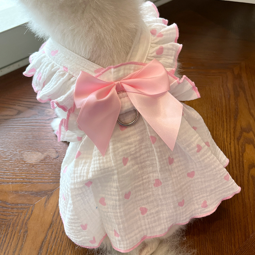 Mascotas vestido ropa ropa primavera verano perro gato teddy by bear pomerania muppet gato amor 100% algodón pic 34