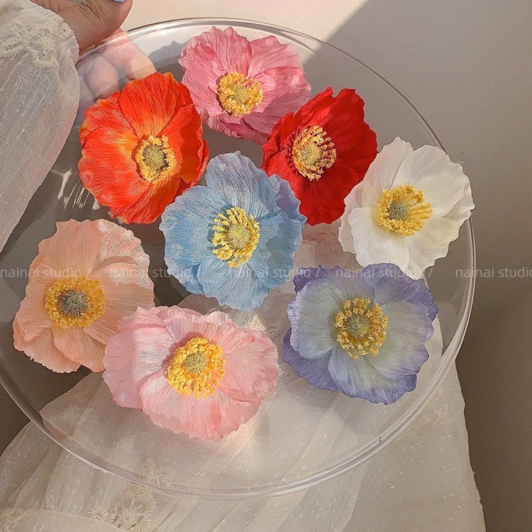 春夏氛围感海边度假风超仙仿真百合花扶桑花簪花侧边夹刘海碎发夹详情3