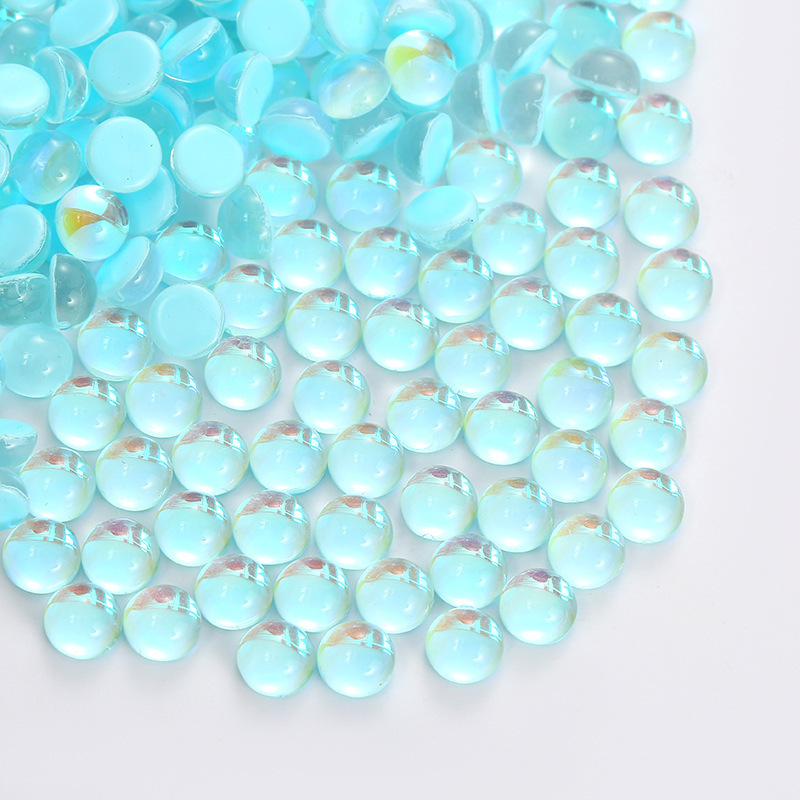 人鱼珠透明幻彩美甲钻圆形平底烫钻水晶玻璃美甲饰品摩卡钻水钻详情7