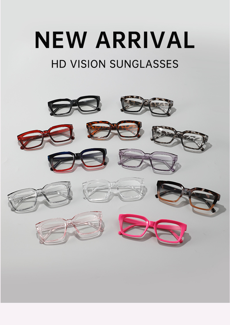 Anti-blue light square frame flat light glasses for women, contrasting color rice studs, simple and slender appearance, high level of spectacle frame, European and American trendy spectacle frame pic 5