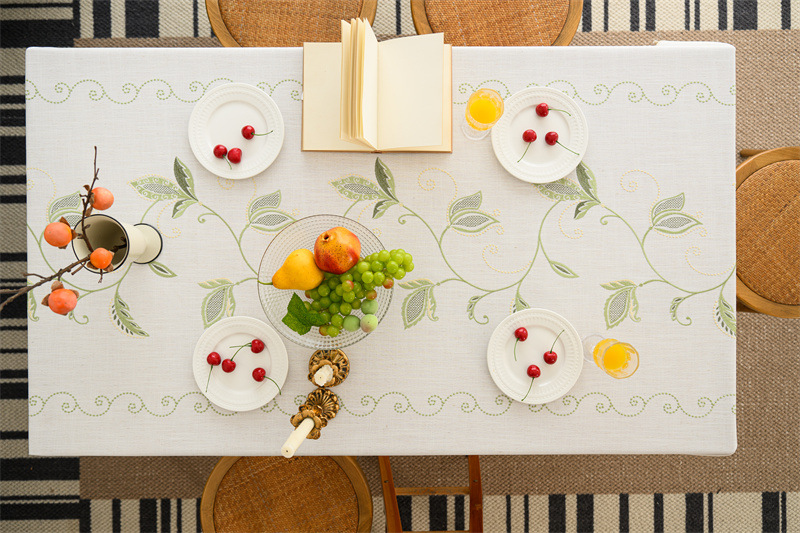 Amazon cross-border embroidered checkered flower tassel tablecloths, rectangular coffee tables, tablecloths and table coverings manufacturer embroidery pic 15