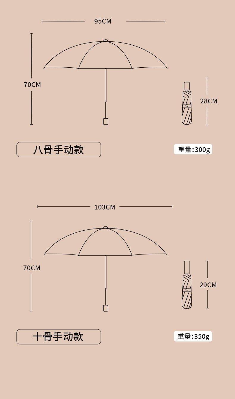 卡通帕恰狗三折折叠伞黑胶八骨防晒防紫外线晴雨伞工厂批发自动伞详情5