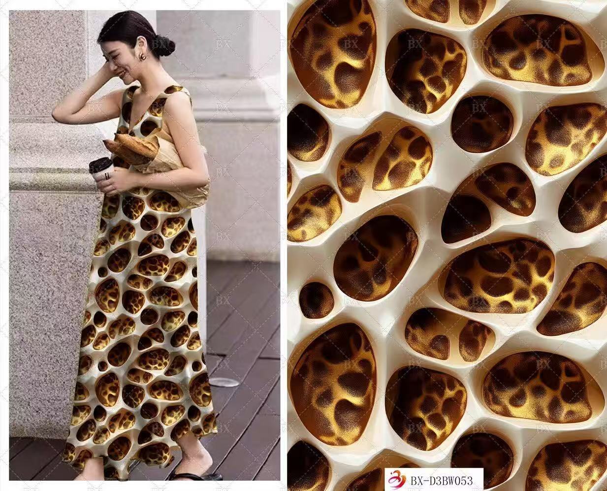 New 3D printed fabric, leopard print premium four-sided elastic clothing fabric, dress fabric, cross-border Amazon pic 5
