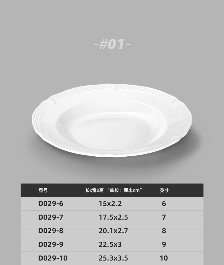 跨境专供A5密胺白色仿瓷餐具菜盘圆盘点心凉菜盘饭店餐厅盘子商用详情7