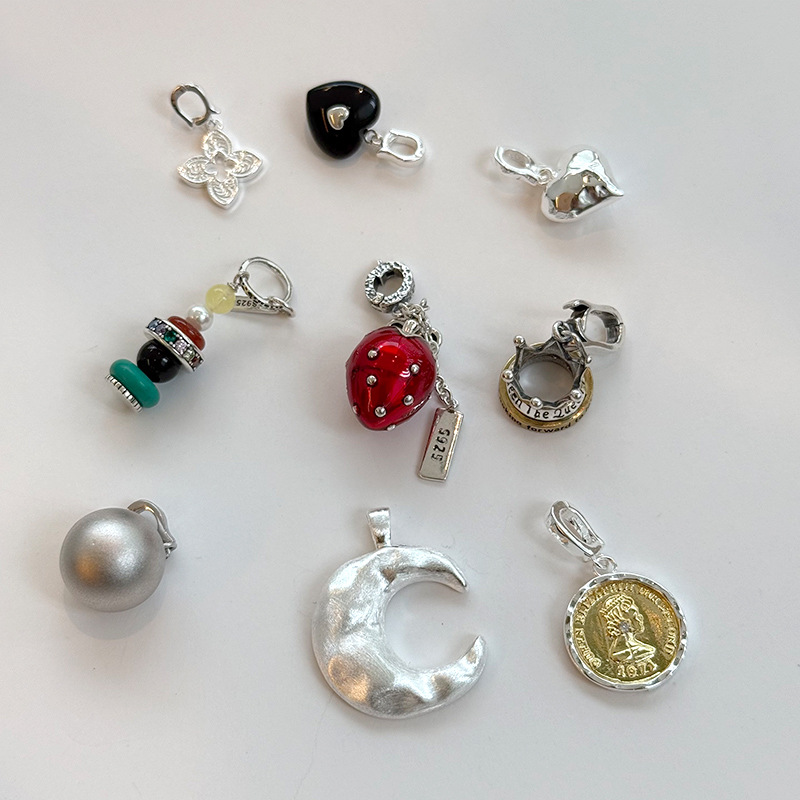 925 sterling silver pendant set, simple handcrafted DIY design, fashionable necklace, suitable for both men and women, semi-finished product wholesale pic 5