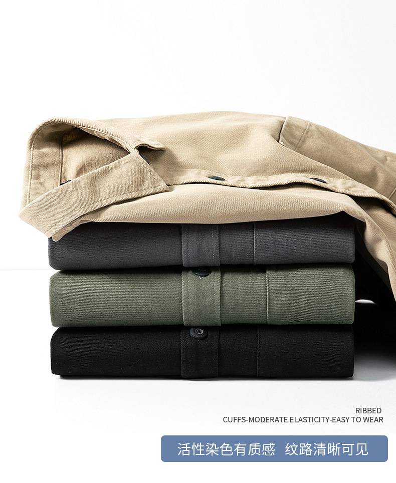 2024春季男士新款棉质衬衫休闲宽松纯色工装日系潮流ins长袖衬衣详情10