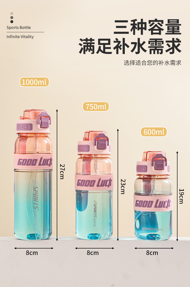 新款渐变透明运动水杯夏季大容量太空杯带盖子学生水瓶便携大水壶详情8