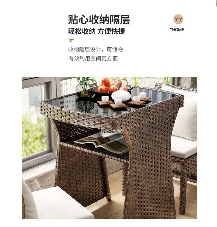 The balcony tea table and chair set can store small-sized household tables and chairs, outdoor rattan chairs, three-piece sets, and leisure coffee tables and chairs pic 7