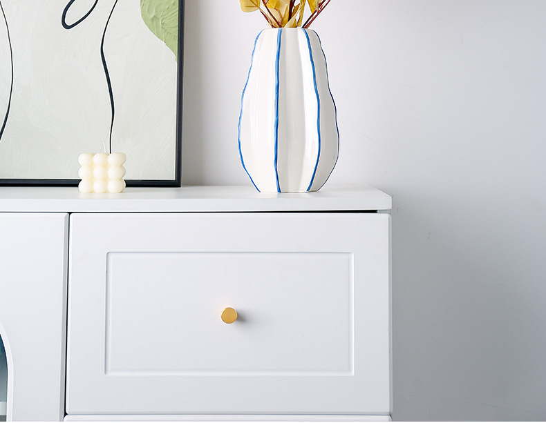 2025 Modern and simple white ceramic vase ornaments, creative hand-painted dried flower arrangement for the living room entrance, sample room soft decoration vase ornaments, vase home ornaments, porcelain vase handicrafts pic 2