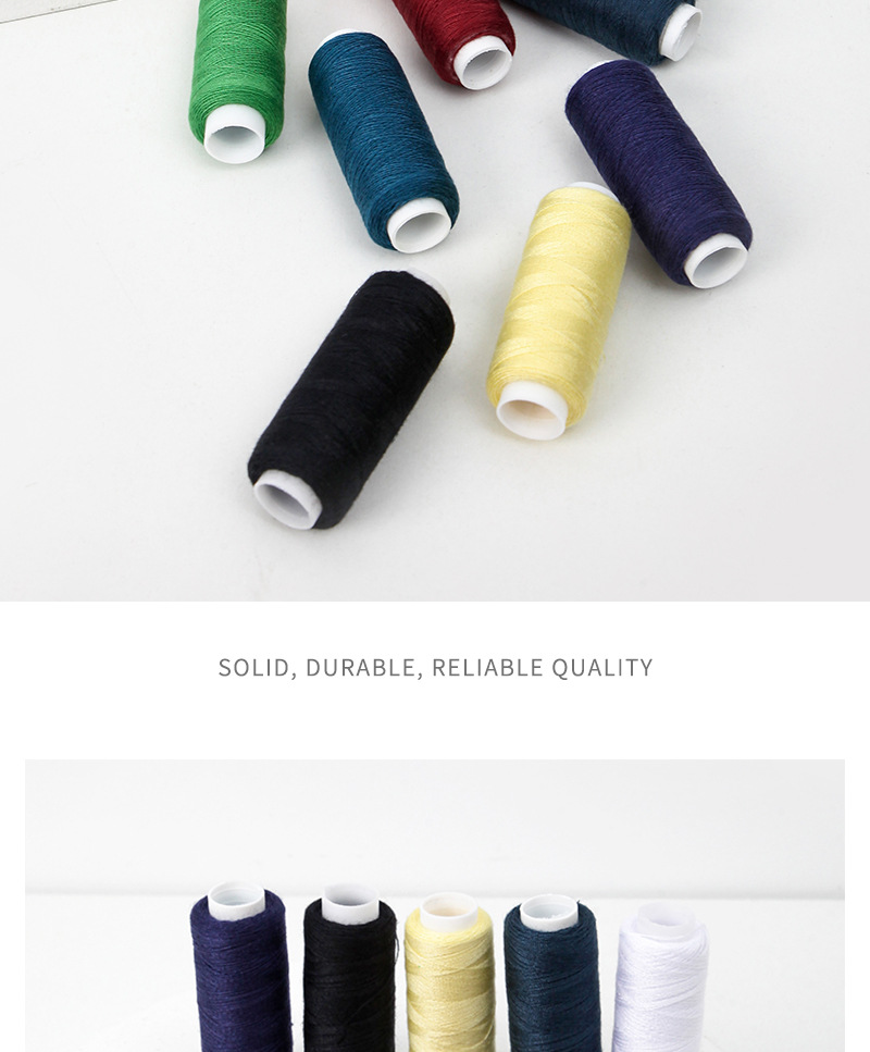 跨境专供10色小卷缝纫线手工家用缝衣线diy彩色涤纶线缝纫线套装详情15