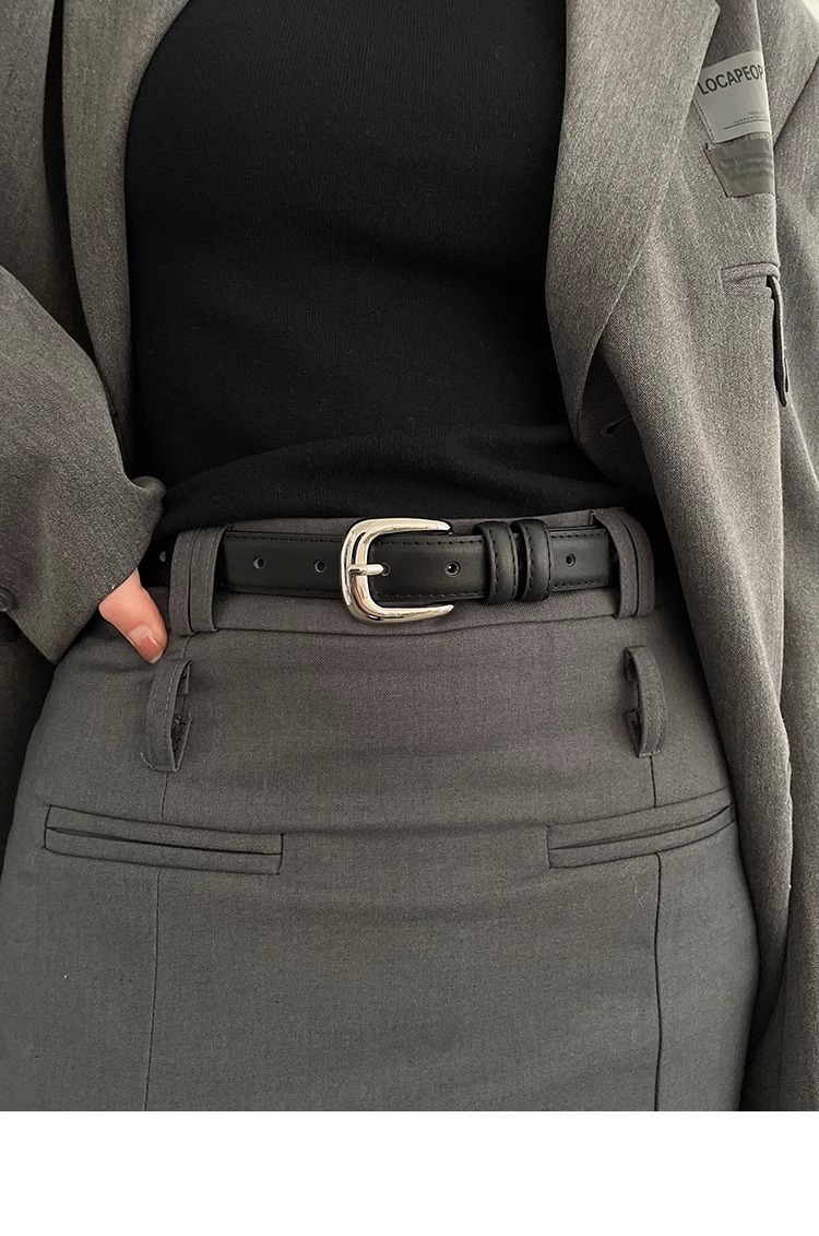 简约百搭皮带裤子女士新款腰带黑色韩国学生韩系裤带细款免打孔详情10