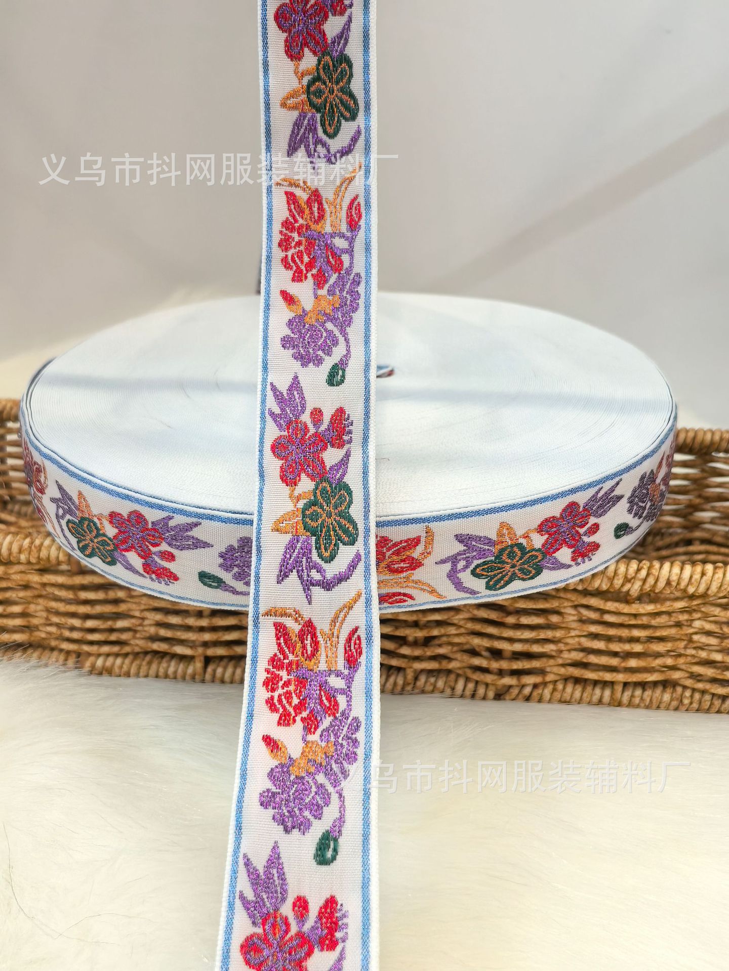 2.7-4.1cm new black background ethnic style jacquard embroidery nylon webbing gift box packaging tape performance costume pic 5