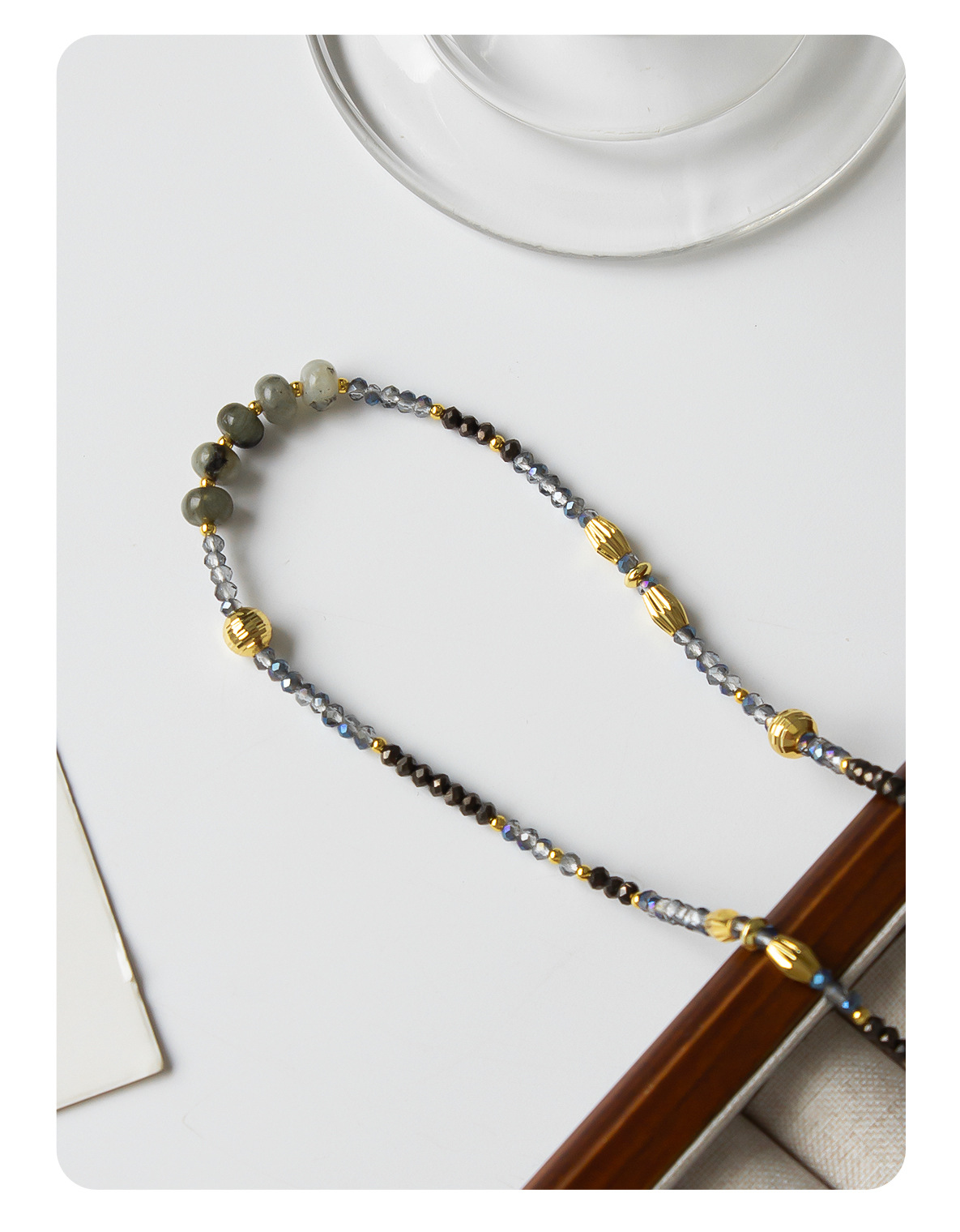 国风新中式虎眼石跑环串珠手工项链天然石气质复古设计感锁骨链女详情8