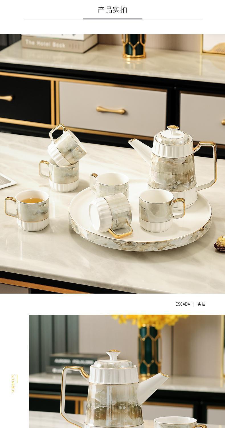 lr4 Light Luxury Ceramic water Set for living room home, simple large-capacity heat-resistant cups and tea sets, European style pic 7