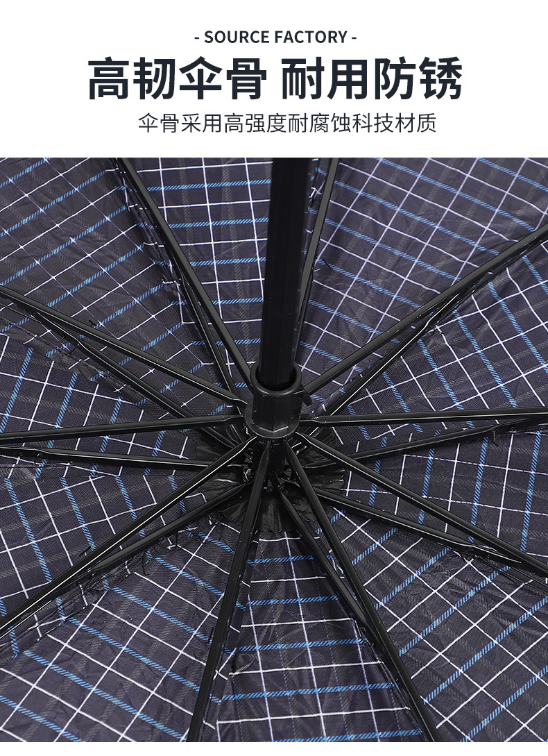 十骨格子加大晴雨伞双人折叠雨伞雨伞批货家用特大号雨伞加大加厚详情3