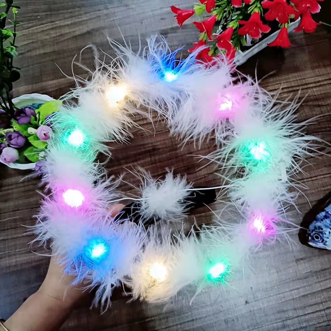 发光天使羽毛发箍舞台节目表演头饰发光头成人儿童发饰详情4