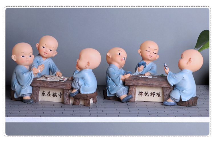 批发少林功夫小和尚摆件茶宠摆设创意禅意中式可爱客厅桌面装饰品详情10