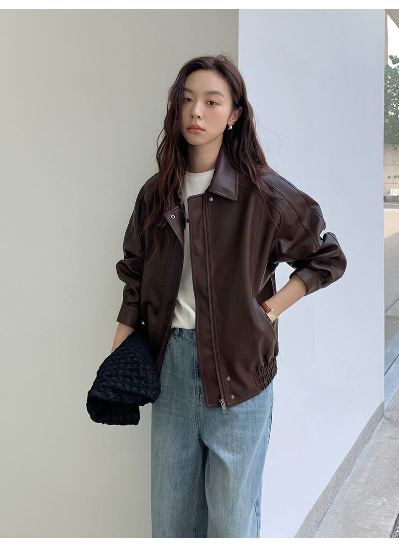 THE MIND高级感PU皮衣夹克2025秋新款韩版时尚小个子外套女A9079详情16