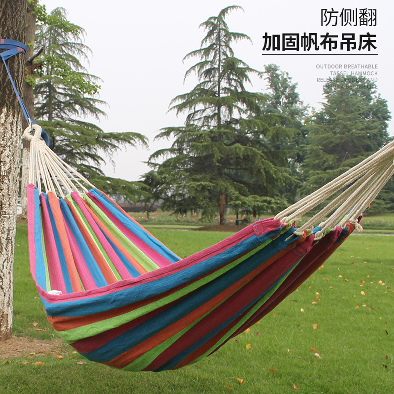Sanjia Leisure Hammock Cotton Rope Outdoor mesh Single Person White 75-strand Camping swing Chair wholesale Hanging type pic 3