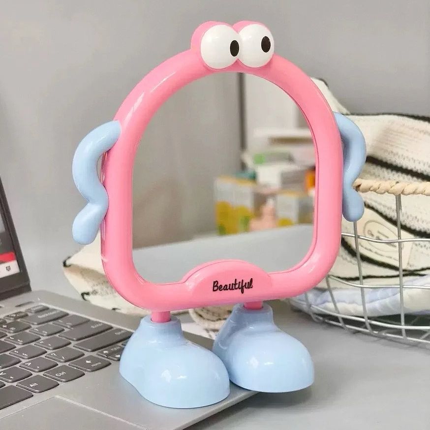 学生宿舍桌面化妆镜可爱卡通小镜子高清办公室台式可立梳屏齐镜子详情5