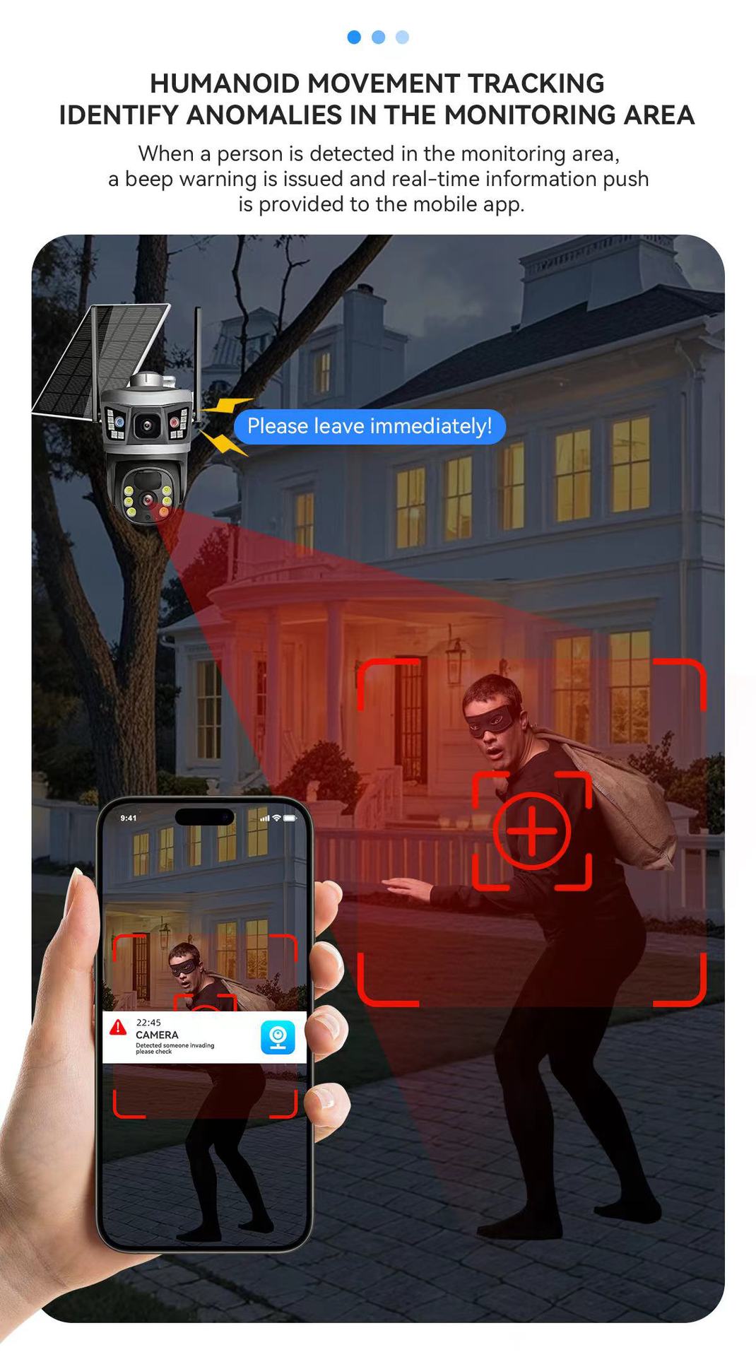 V380 Solar dome Camera 4G low-power camera Dual-lens outdoor waterproof dome camera high-definition home monitor pic 6