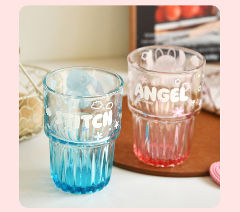 Creative cartoon Angel Glass vertical pattern Double Festival cups, cute birthday gifts, drinking cups, breakfast milk cups wholesale pic 13