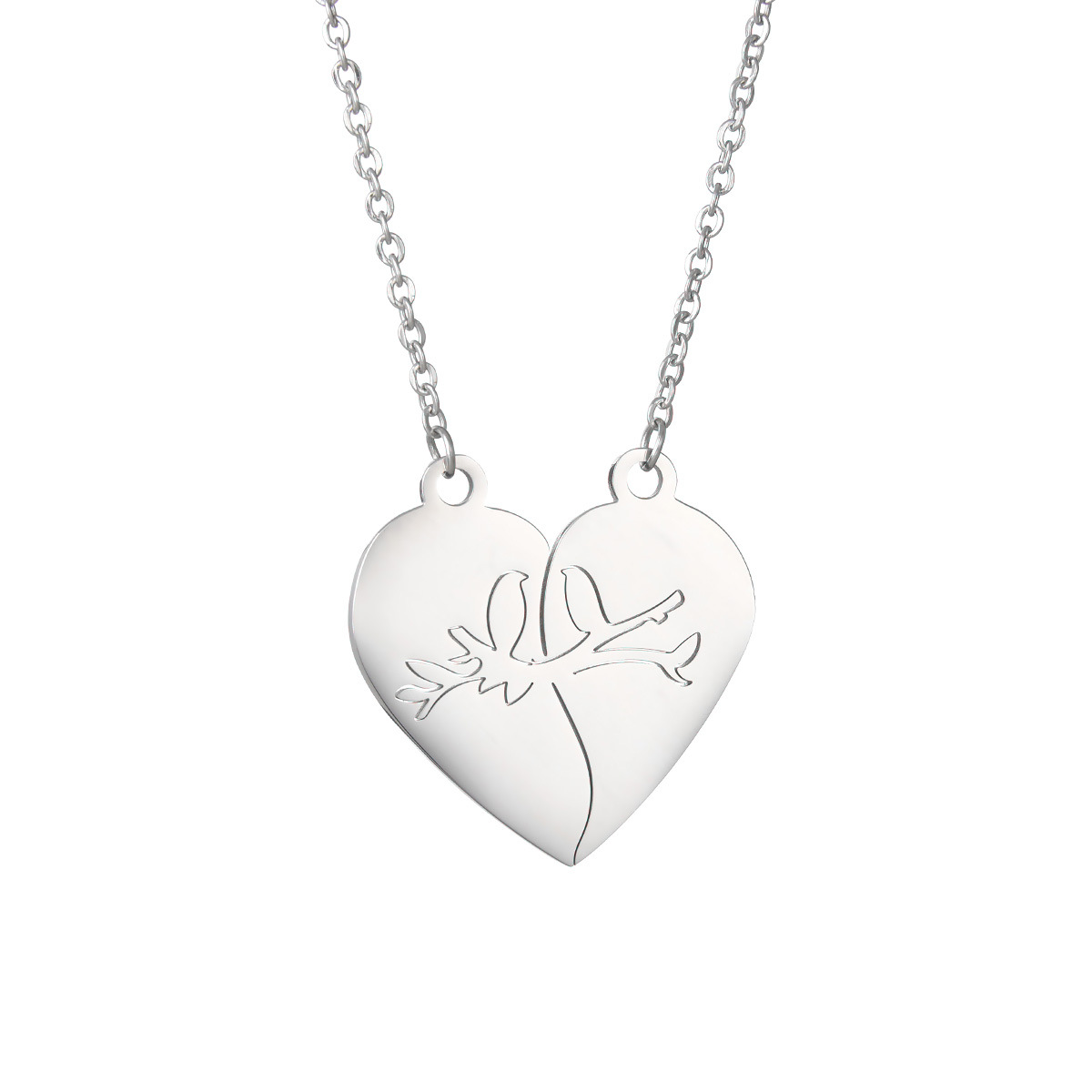 New popular couple necklaces in Europe and America, heart-shaped double-piece pendants, non-fading stainless steel jewelry factory wholesale pic 15