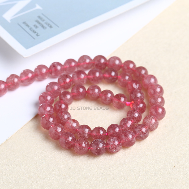 Wholesale of multi-material natural crystal round beads, white crystal, strawberry crystal, hair crystal bracelets, loose beads, diy jewelry accessories, and beads pic 39