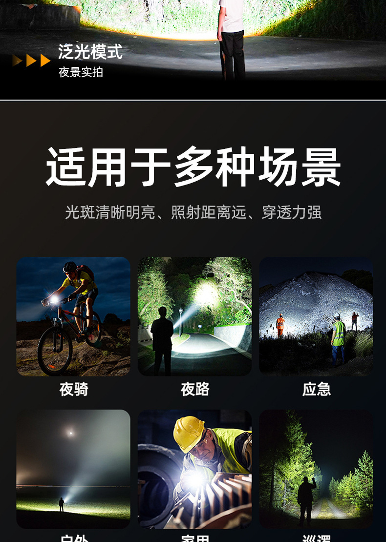 高亮度超亮手电筒强光充电户外激光家用迷你便携耐用多功能长续航详情5