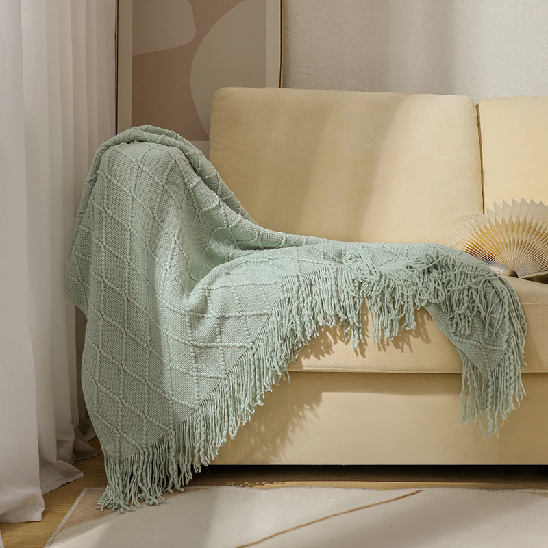 Knitted blanket, sofa blanket, cover blanket, fringed thin blanket, office air conditioning blanket, bay window blanket, summer nap blanket, small blanket pic 41