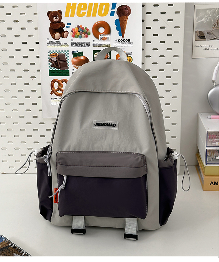 跨境新款学院风百搭双肩包初高中学生上课书包撞色洋气轻便双背包详情40