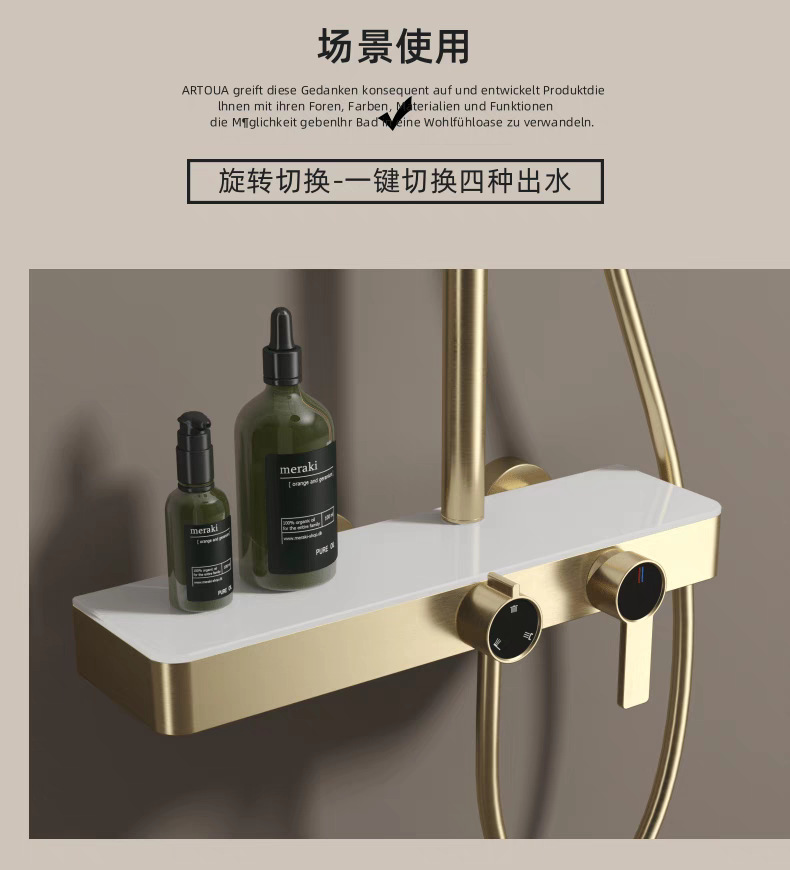 款全铜淋雨灰色淋浴花洒套装酒店增压浴室家用花洒淋浴器三档详情4